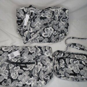 Vera Bradley Set of 3 Bags White and Black